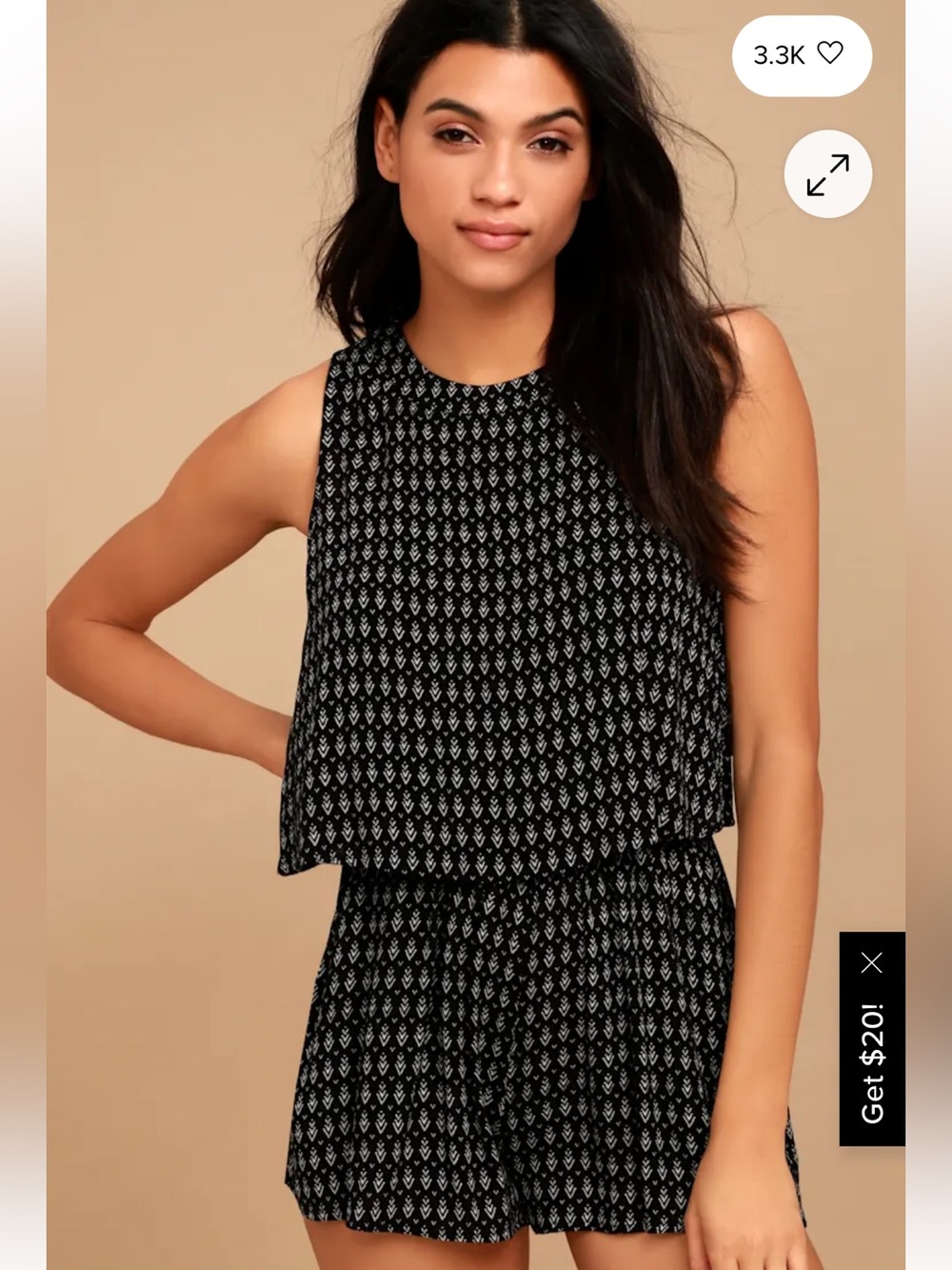 Like New Lulus Creative Approach Black Print Romper